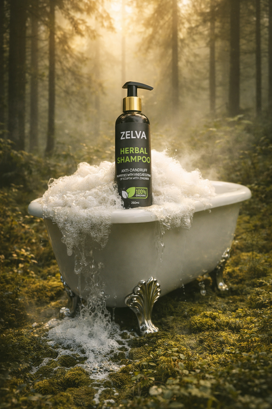 Zelva Herbal Shampoo — Anti-Dandruff Formula with Vinegar Extract of Eclipta & Zingiber