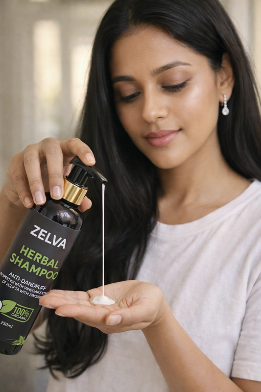 Zelva Herbal Shampoo — Anti-Dandruff Formula with Vinegar Extract of Eclipta & Zingiber